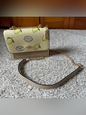 Coach Lemon Print Leather Crossbody Bag - Yellow & Cream